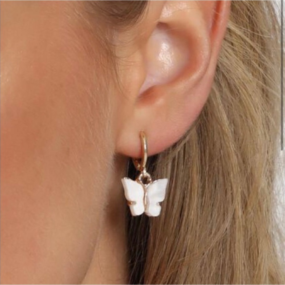 White butterfly earrings!